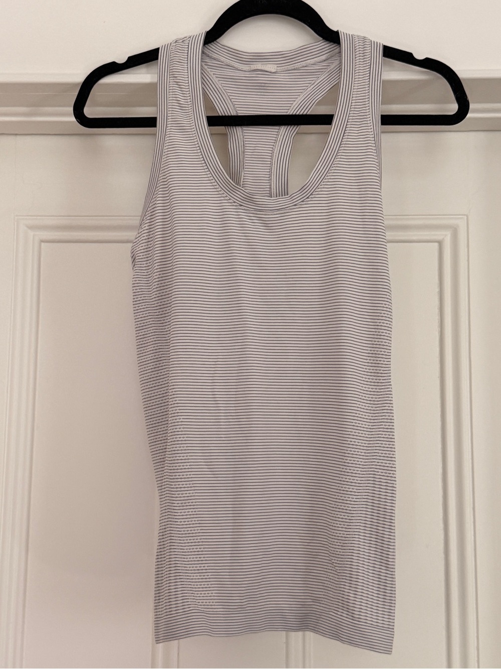 Athleta Striped Racerback Tank Top - White/Light Gray